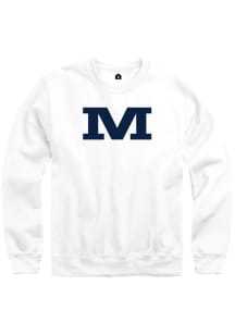 Rally Manhattan High School Indians Mens White Primary Team Logo Long Sleeve Crew Sweatshirt