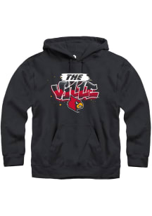 Rally Louisville Cardinals Mens Black The Ville Long Sleeve Hoodie