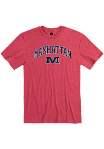 Rally Manhattan High School Indians Red Arch Mascot Short Sleeve T Shirt