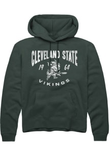 Rally Cleveland State Vikings Mens Green Vintage Distress Long Sleeve Hoodie