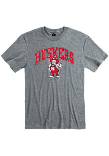 Rally Nebraska Cornhuskers Grey Arch Mascot Herbie Short Sleeve T Shirt