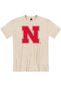 Rally Nebraska Cornhuskers Oatmeal Primary Team Logo Snow Heather Short Sleeve T Shirt