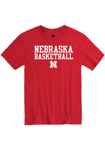 Rally Nebraska Cornhuskers Red Stacked Basketball Short Sleeve T Shirt