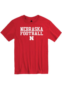 Rally Nebraska Cornhuskers Red Stacked Football Short Sleeve T Shirt