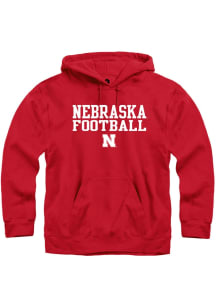 Rally Nebraska Cornhuskers Mens Red Stacked Football Long Sleeve Hoodie