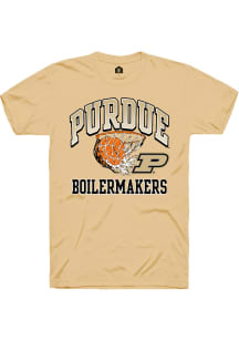Rally Purdue Boilermakers Gold Basketball Hoop Short Sleeve T Shirt