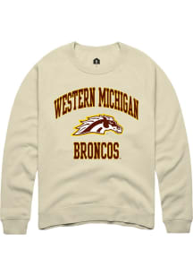 Rally Western Michigan Broncos Mens Tan No 1 Graphic Long Sleeve Crew Sweatshirt