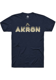 Rally Akron Zips Navy Blue Drop Shadow Short Sleeve T Shirt