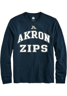 Rally Akron Zips Navy Blue No 1 Graphic Long Sleeve T Shirt