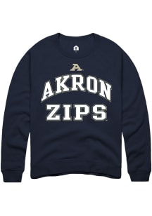 Rally Akron Zips Mens Navy Blue No 1 Graphic Long Sleeve Crew Sweatshirt