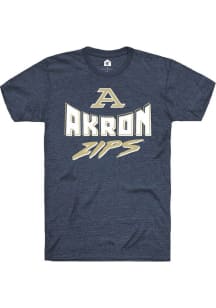 Rally Akron Zips Navy Blue Logo over Team Name Short Sleeve Fashion T Shirt