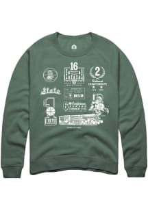 Rally Michigan State Spartans Mens Green Retro Basketball Long Sleeve Fashion Sweatshirt