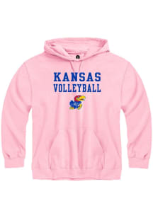 Rally Kansas Jayhawks Mens Pink Volleyball Long Sleeve Hoodie