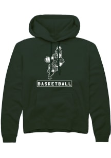 Rally Michigan State Spartans Mens Green Sparty Playing Basketball Long Sleeve Hoodie