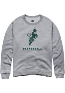 Rally Michigan State Spartans Mens Grey Sparty Playing Basketball Long Sleeve Crew Sweatshirt