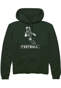 Rally Michigan State Spartans Mens Green Sparty Playing Football Long Sleeve Hoodie