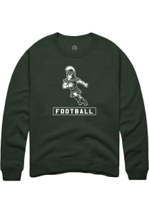 Rally Michigan State Spartans Mens Green Sparty Playing Football Long Sleeve Crew Sweatshirt