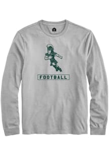 Rally Michigan State Spartans Grey Sparty Playing Football Long Sleeve T Shirt