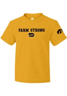 Rally Iowa Hawkeyes Youth Gold Farm Strong Short Sleeve T-Shirt