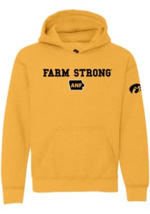 Rally Iowa Hawkeyes Youth Gold Farm Strong Long Sleeve Hoodie