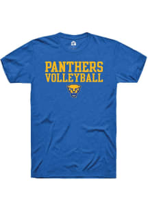 Rally Pitt Panthers Blue Sport Drop Volleyball Stacked Short Sleeve T Shirt