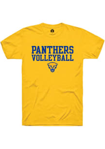 Rally Pitt Panthers Gold Sport Drop Volleyball Stacked Short Sleeve T Shirt