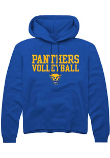 Rally Pitt Panthers Mens Blue Sport Drop Volleyball Stacked Long Sleeve Hoodie