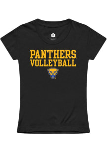 Rally Pitt Panthers Girls Black Volleyball Stacked Wordmark Short Sleeve Tee