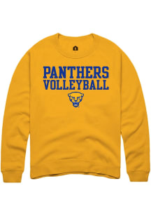 Rally Pitt Panthers Mens Gold Volleyball Stacked Long Sleeve Crew Sweatshirt