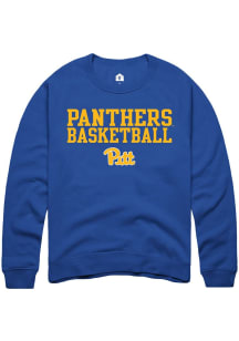 Rally Pitt Panthers Mens Blue Stacked Basketball Long Sleeve Crew Sweatshirt