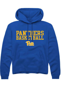 Rally Pitt Panthers Mens Blue Stacked Basketball Long Sleeve Hoodie