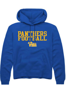 Rally Pitt Panthers Mens Blue Football Stacked Football Long Sleeve Hoodie