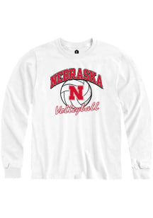 Rally Nebraska Cornhuskers White Number One Volleyball Long Sleeve T Shirt