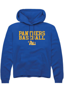 Rally Pitt Panthers Mens Blue Stacked Baseball Long Sleeve Hoodie