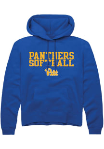 Rally Pitt Panthers Mens Blue Stacked Softball Long Sleeve Hoodie