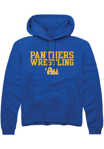 Rally Pitt Panthers Mens Blue Wrestling Stacked Long Sleeve Hoodie