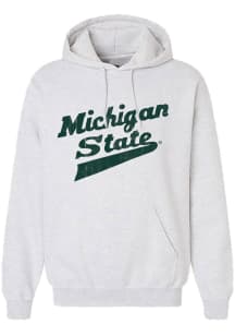 Summit Sportswear Michigan State Spartans Mens Grey Vintage Script Long Sleeve Hoodie