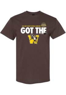 Rally Western Michigan Broncos Brown 2025 National Mens Hockey Champions Got The W Short Sleeve T..
