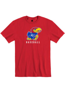 Rally Kansas Jayhawks Red Baseball Mascot Short Sleeve T Shirt