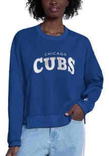 Starter Chicago Cubs Womens Blue 4th Down Crew Sweatshirt