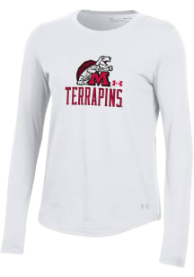 Under Armour Maryland Terrapins Womens White Rounded Number One LS Tee