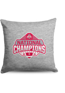 Ohio State Buckeyes 2024 Football National Champions Sweatshirt Throw Pillow - Grey