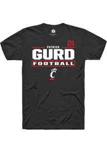 Patrick Gurd  Cincinnati Bearcats Black Rally Football NIL Stacked Box Short Sleeve T Shirt