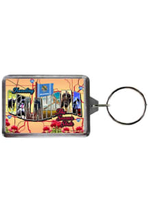 Oklahoma Postcard Keychain - Brown