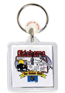 Oklahoma State Map Keychain - White