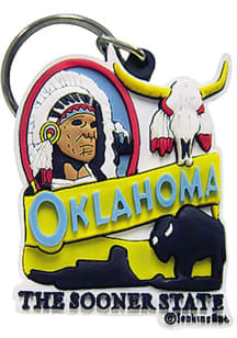Oklahoma PVC Banner Keychain - White