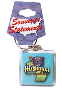 Michigan Map and Flag Keychain - Blue