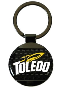 Toledo Rockets Round Carbon Fiber Keychain - Navy Blue