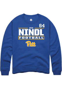Josh Nindl Pitt Panthers Mens Blue Football NIL Stacked Box Player Crew
