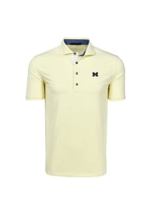 Greyson Michigan Wolverines Mens Yellow Saranac Stripe Short Sleeve Fashion Polo